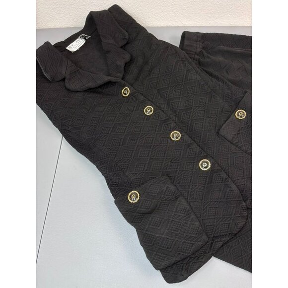 St. John Collection‎ women's 14 black 2pc blazer skirt business casual knit set - Picture 9 of 13